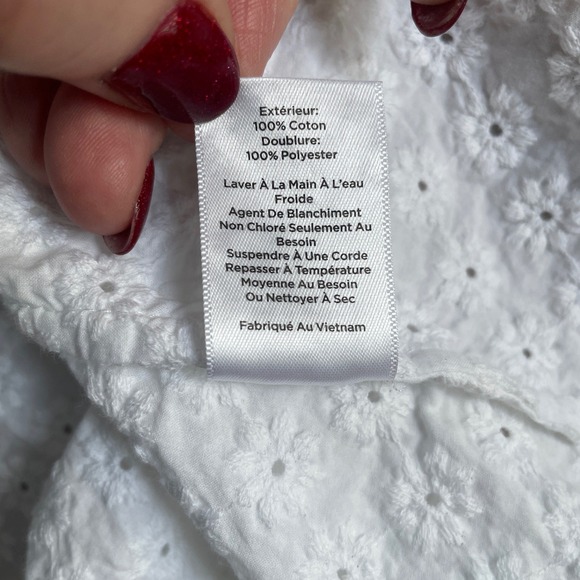 Talbots Shirt Womens L‎ White Floral Eyelet Lace Short Sleeve Cottagecore Blouse - Picture 10 of 10